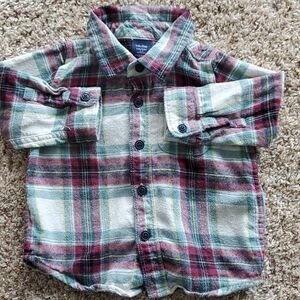 BABY GAP  Plaid Button Down Shirt - Red, Green, White